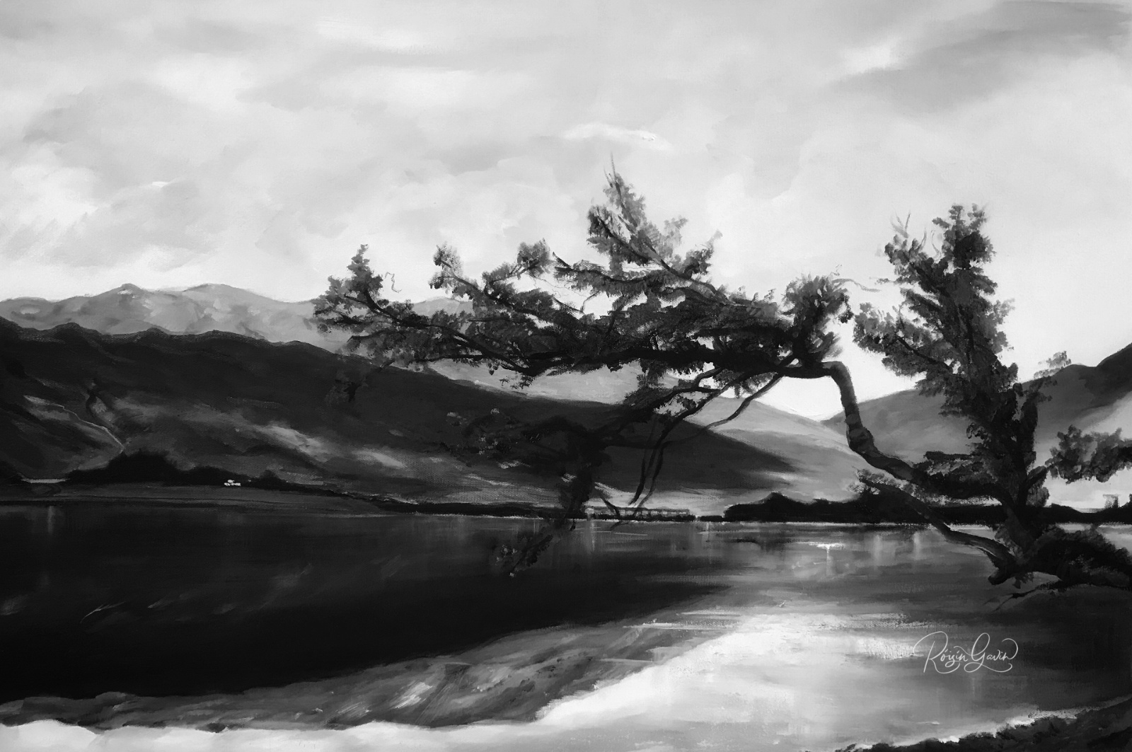 Wings of a swallow reverie oilpainting monochrome