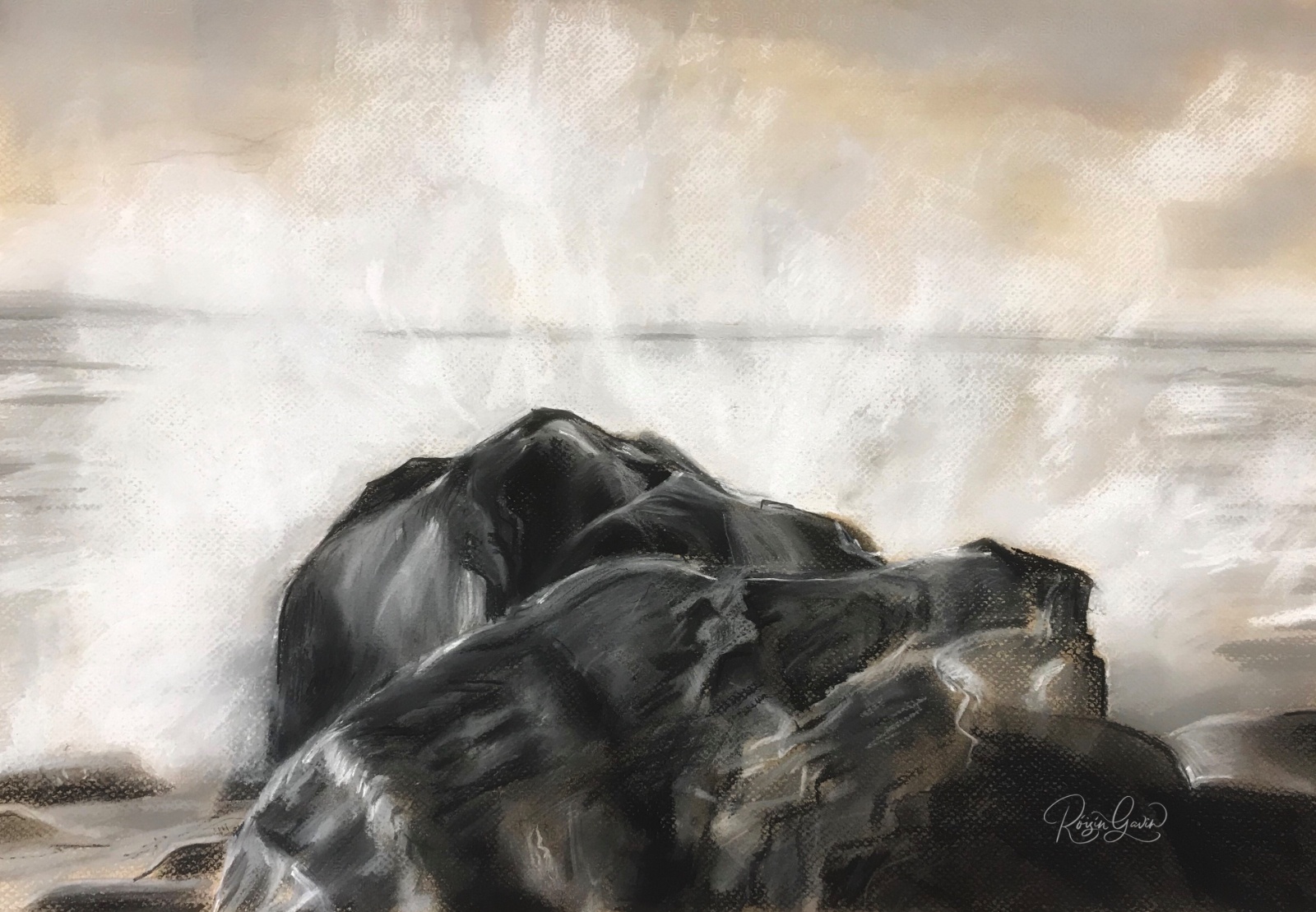 Crashing wave in Charcoal