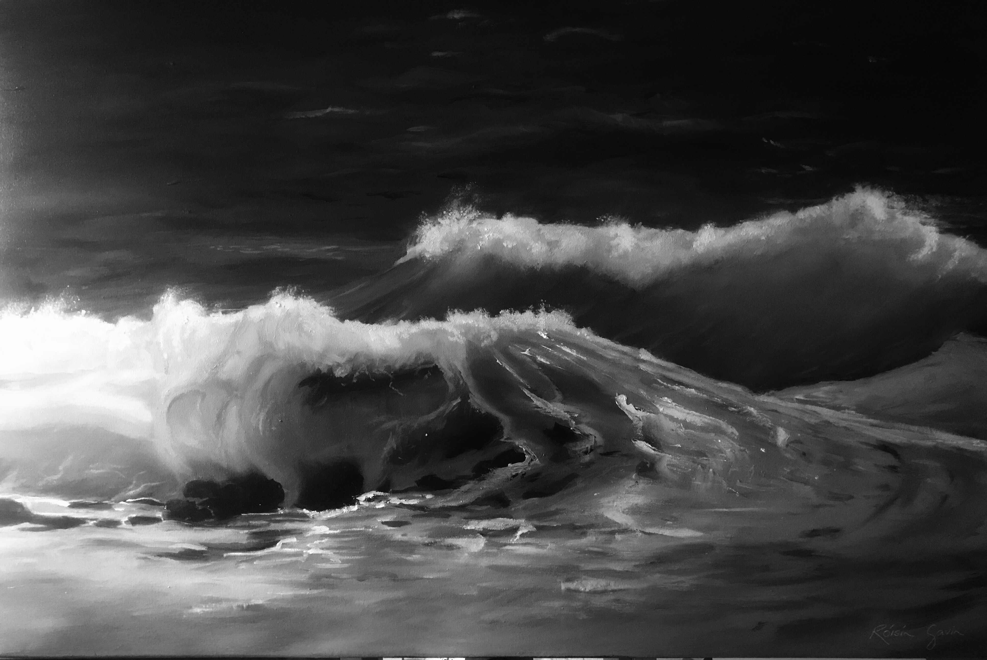 Dancing in the deepest ocean oilpainting monochrome